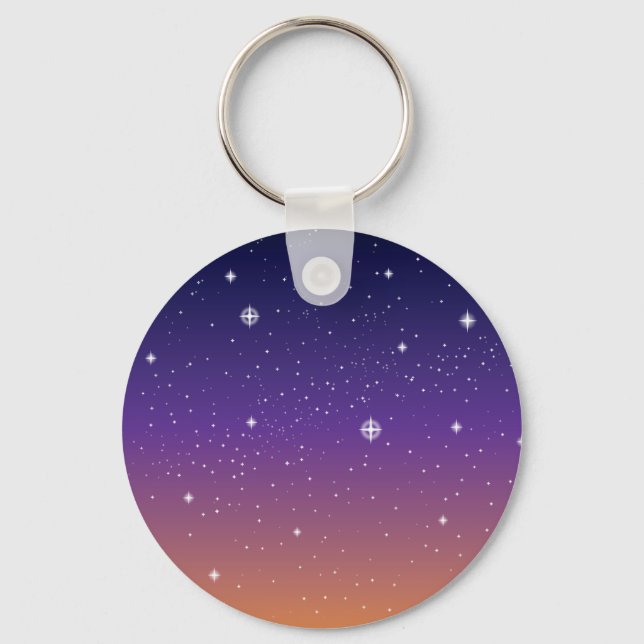 Llavero Cielo de estrellas morado y dorado (Anverso)