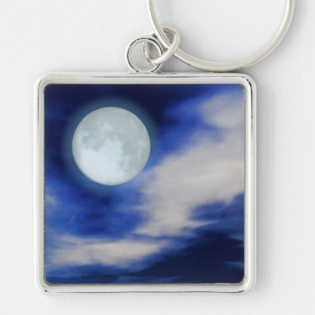 Llavero Cielo nocturno con luna y nubes (Frente)
