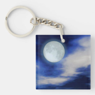 Llavero Cielo nocturno con luna y nubes