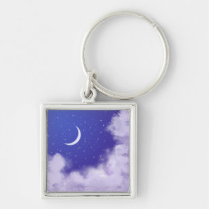 Llavero Cielo nocturno de ensueño con luna creciente