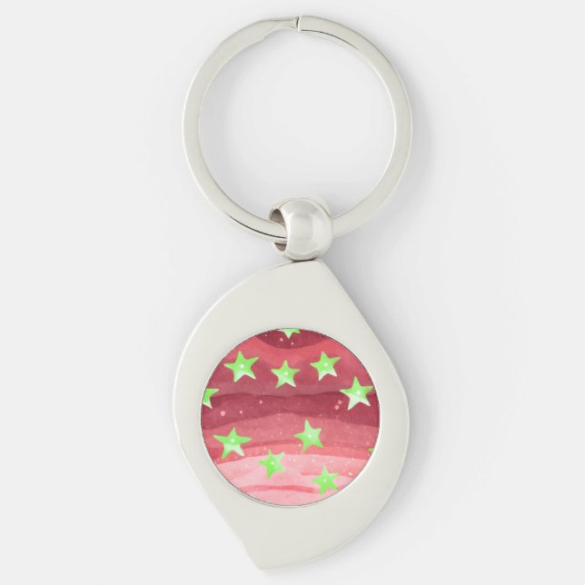 Llavero cielo rojo con estrellas (Anverso)