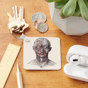 Llavero Ciencia de anatomía humana vintage, cabeza gargant