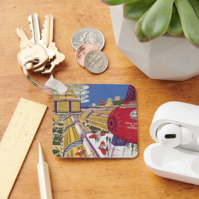 Llavero Ciencia ficción vintage, ciudad futurista de Nueva (Escritorio )