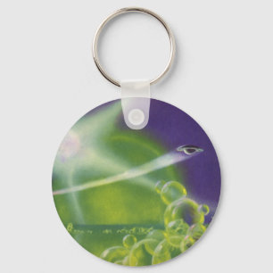 Llavero Ciencia Ficción Vintage Planeta Burbuja Verde Sci 