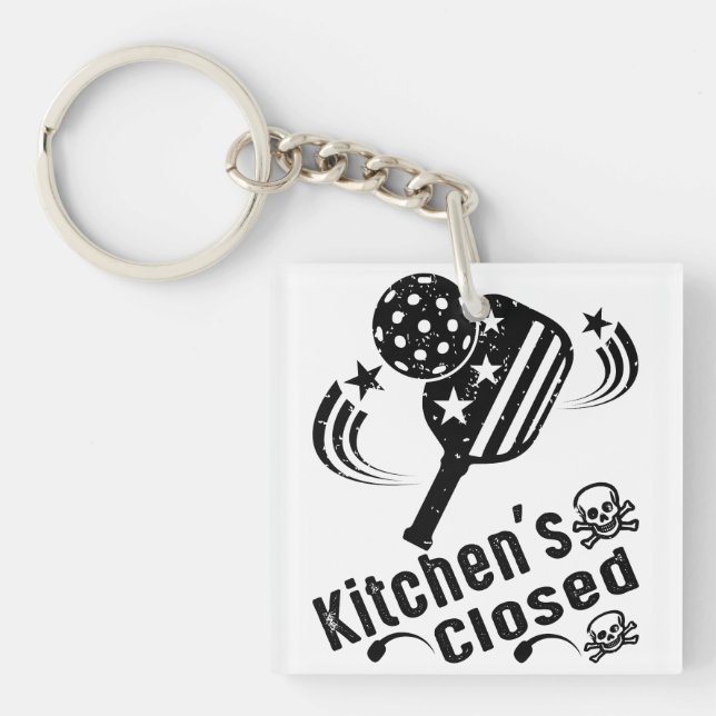 Llavero Cierra la Cocina de Pickleball de moda retro vinta (Frente)