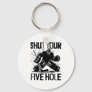 Llavero Cierra tu quinto agujero - Funny Ice Hockey Goalie