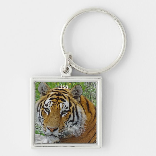 Llavero Cierre del tigre siberiano foto de cara (Frente)