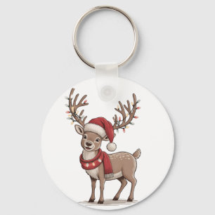Llavero Ciervo Animal Navidad Ciervo Sombrero de Santa Nav