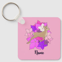 Ciervo y Flores Rosa Personalizados Lindos