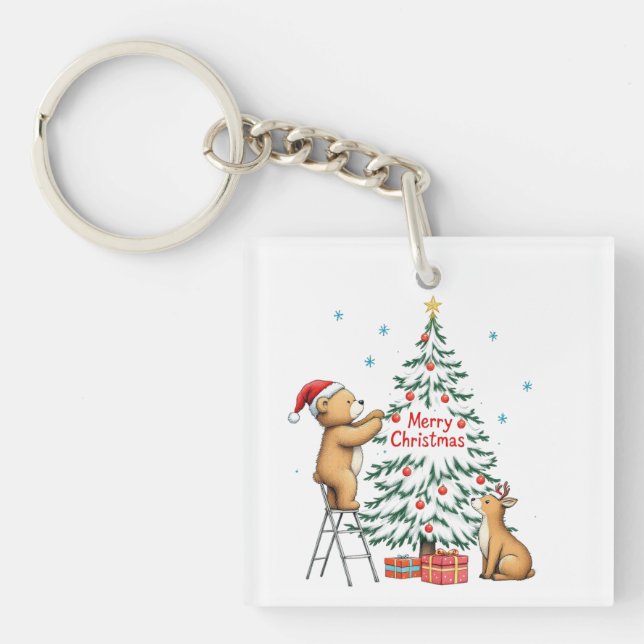 Llavero ciervo y oso de Navidad (Frente)