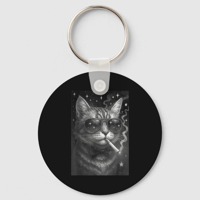 Llavero Cigarette Kitten Funny Smony Cat Meme Estúpido Bra (Anverso)