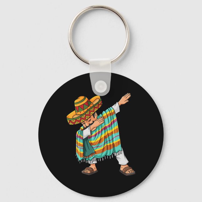 Llavero Cinco de Mayo dabbing Poncho Sombrero Fun mexicano (Anverso)