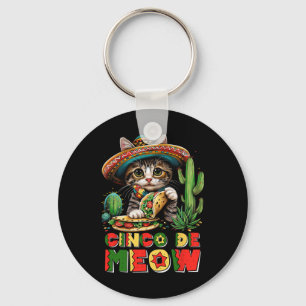 Llavero Cinco De Mayo Gato Mexicano Divertido Sombrero Pon