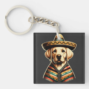 Llavero Cinco De Mayo Labrador Recuperador Poncho Sombrero