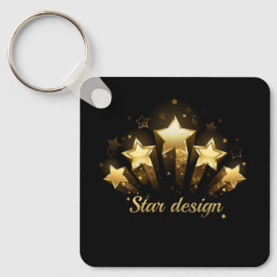 Llavero Cinco estrellas de oro en negro