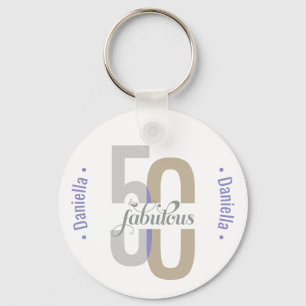 Llavero Cincuenta y Fabuloso Cumpleaños 50 Elegante Nombre