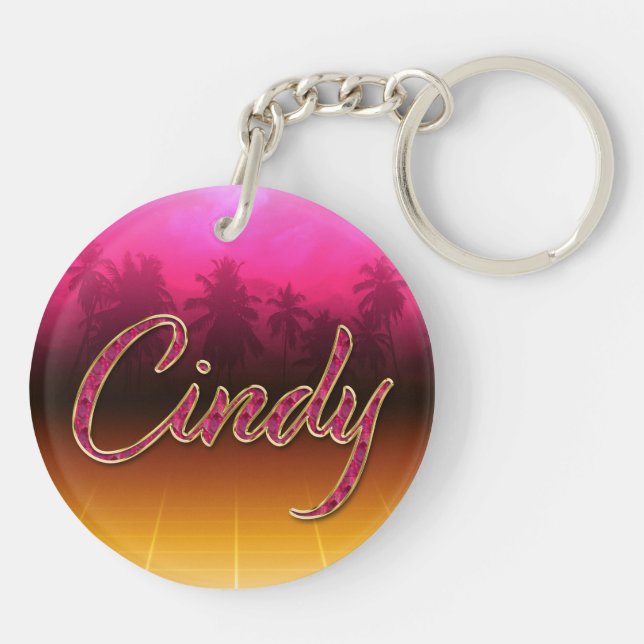 Llavero Cindy Vorname Name golden pink Schlüsselanhänger (Atrás)