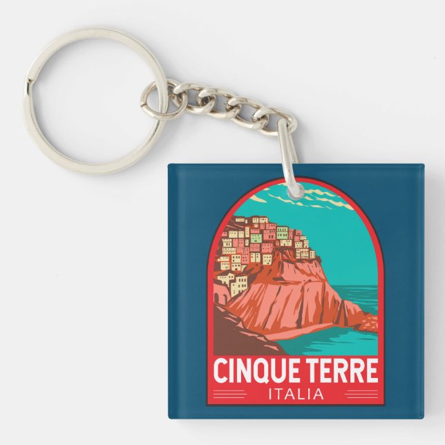 Llavero Cinque Terre Italia Viaje Arte Vintage (Frente)