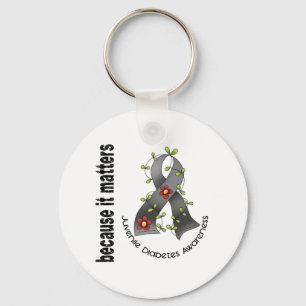 Llavero Cinta 3 de la flor de la diabetes juvenil