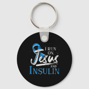 Llavero Cinta Azul Que Corro Sobre Jesús E Insulina Diabet