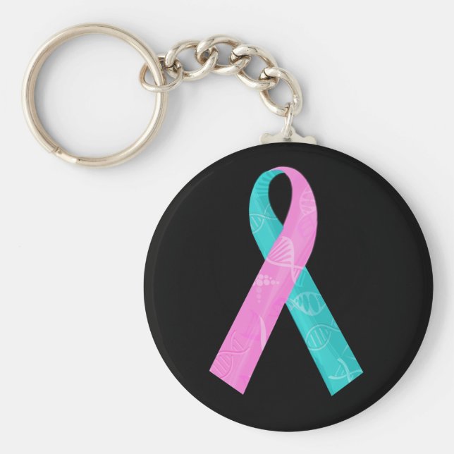 Llavero Cinta de ADN BRCA rosa y Verde azulada (Frente)