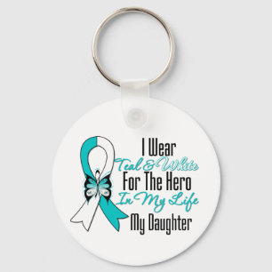 Llavero Cinta de cáncer cervical mi héroe mi hija
