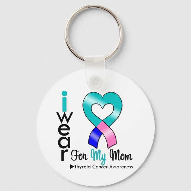 Llavero Cinta De Cáncer De Tiroides Para Mi Mamá (Anverso)
