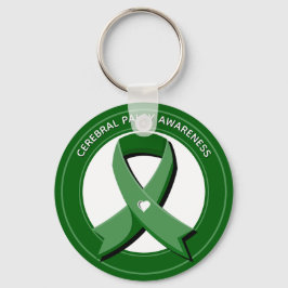 Llavero Cinta de conciencia verde corazón blanco