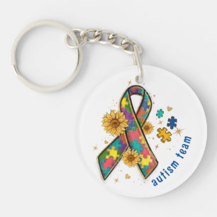 Llavero cinta de concienciación sobre el autismo adorable