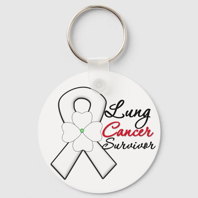 Llavero Cinta de flores para sobrevivientes de cáncer de p (Anverso)
