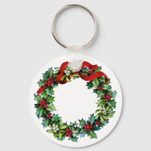 Llavero Cinta de la guirnalda w/red del navidad del acebo