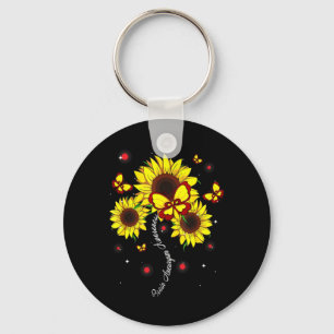 Llavero Cinta de mariposa de girasol de concienciación sob