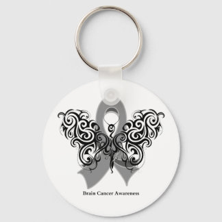 Llavero Cinta de mariposa tribal del cáncer de cerebro