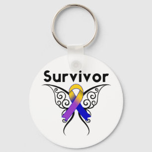 Llavero Cinta del tatuaje de la mariposa del cáncer de