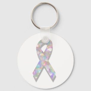 Llavero cinta para el cáncer de pulmón de perla