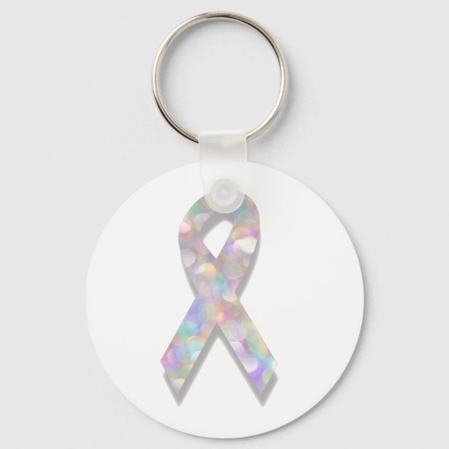 Llavero cinta para el cáncer de pulmón de perla (Anverso)