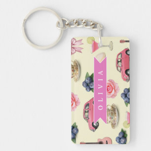 Llavero Cinta personalizada para cóctel rosa de coqueta ad