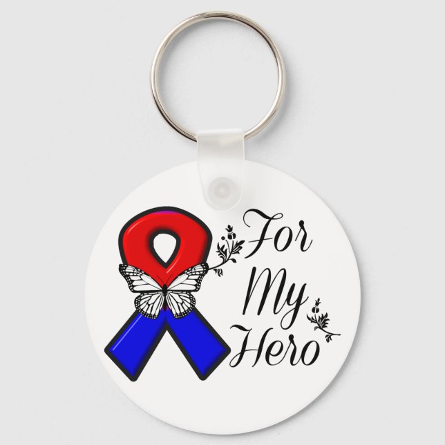 Llavero Cinta roja y azul para mi héroe (Anverso)