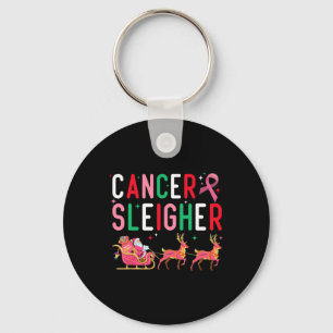 Llavero Cinta rosa de Navidad de cáncer Santa trineo reno