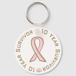 Llavero Cinta rosa Sobreviviente de cáncer de mama 10 años