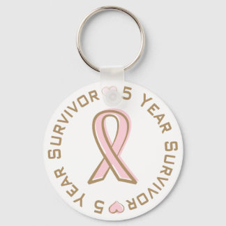Llavero Cinta rosa Sobreviviente de Cáncer de Mama de 5 añ