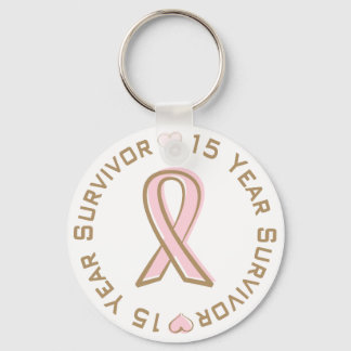 Llavero Cinta rosa Superviviente de cáncer de mama 15 años