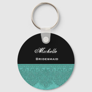 Llavero Cinta Verde azulada Damask de Bridesmaid