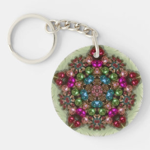 Llavero Circular brillante azul rosado verde ~ Navidades ~