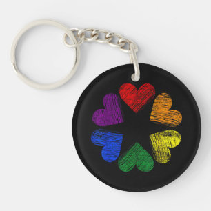 Llavero Círculo de Arcoíris de Corazones Orgullo Gay Amor