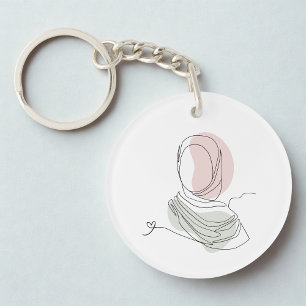 Llavero Círculo de arte lineal de hijab minimalista - Llav