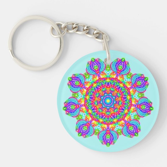 Llavero Círculo de flores - Boho Mandala Keychain (Frente)