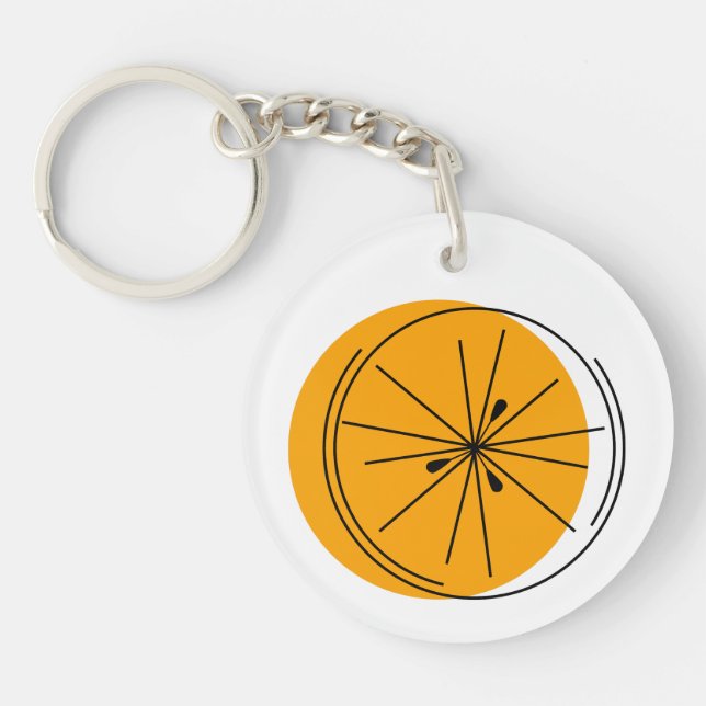 Llavero Círculo de la cadena de teclas del Naranja de cítr (Frente)