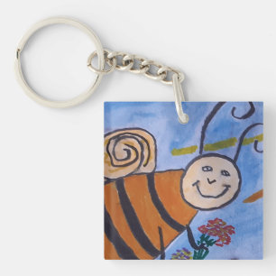 Llavero Círculo De Llave Acrílica De Abeja Cuta