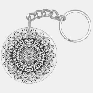 Llavero Círculo de mandal negro ornamentado